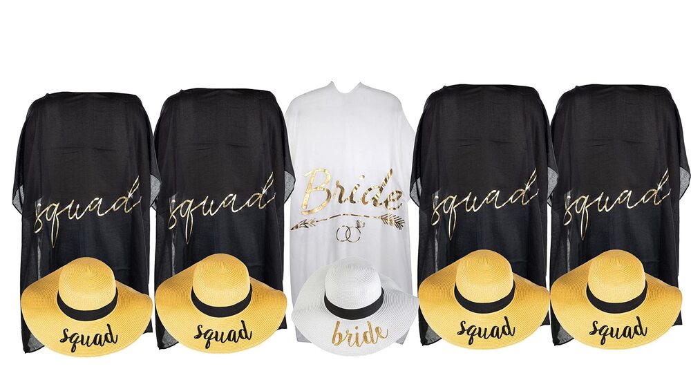 2768 Bride Beach Cover up and Sun Hat Set with Bride Tribe Hats - 1 Bride